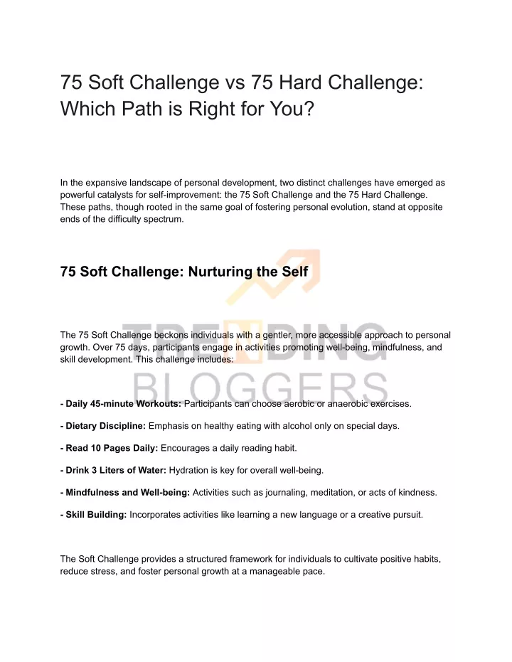 75 soft challenge vs 75 hard challenge which path