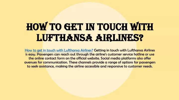 how to get in touch with lufthansa airlines