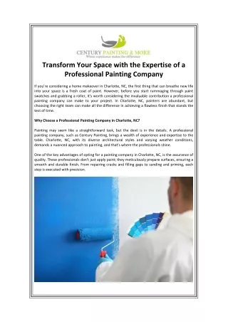 Transform Your Space with the Expertise of a Professional Painting Company