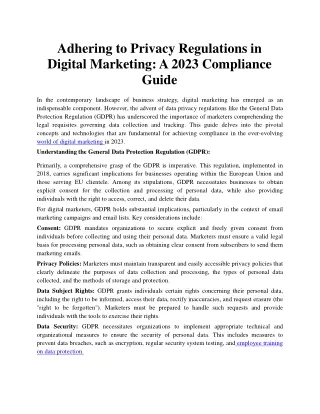adhering to privacy regulations in digital