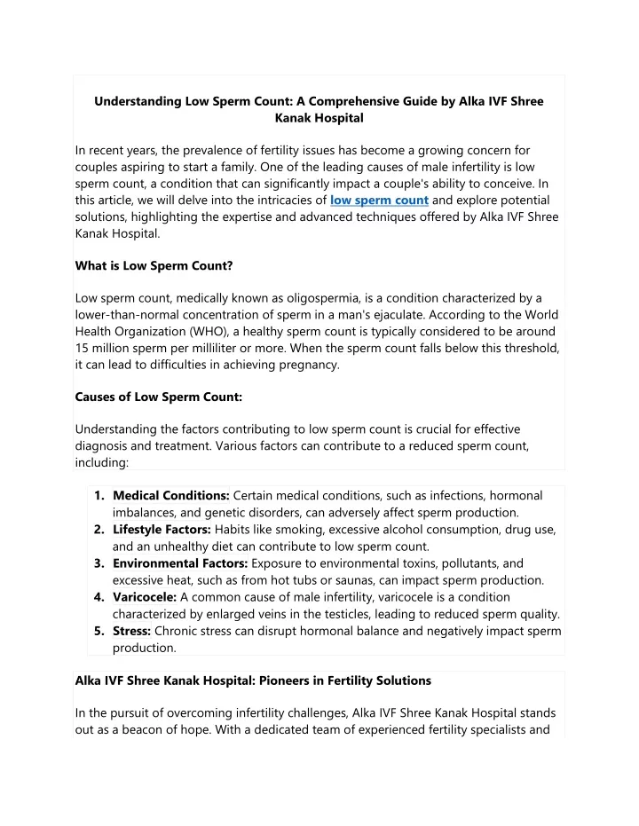 understanding low sperm count a comprehensive