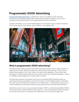 Programmatic DOOH Advertising