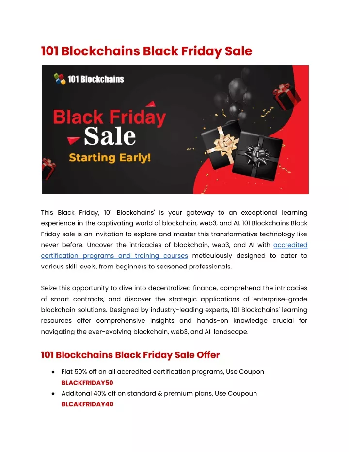 101 blockchains black friday sale