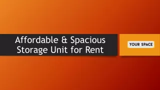 Affordable & Spacious Storage Unit for Rent
