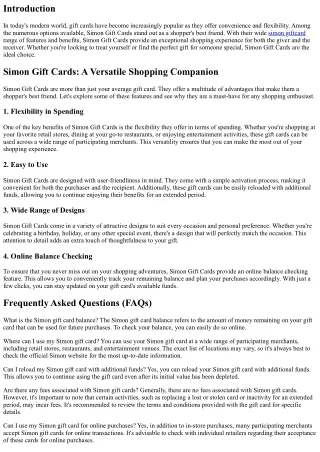 Simon Gift Cards: A Shopper's Best Friend