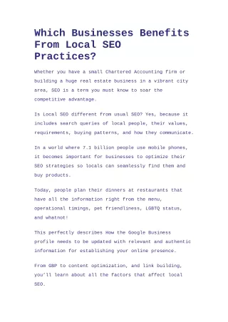 which businesses benefits from local seo practices