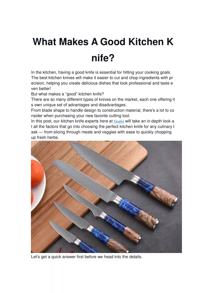 what makes a good kitchen k nife