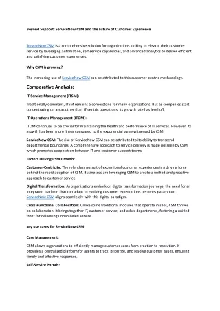 beyond support servicenow csm and the future
