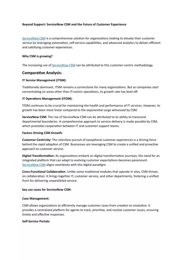 beyond support servicenow csm and the future