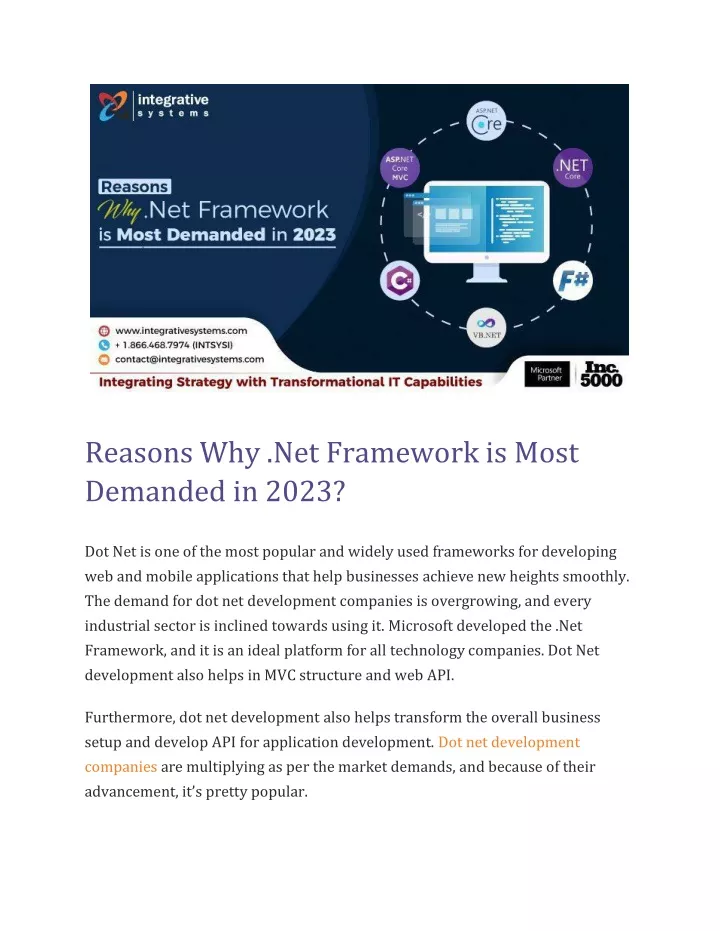 reasons why net framework is most demanded in 2023