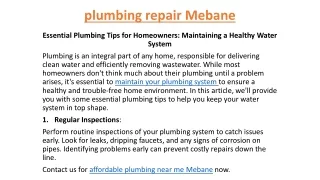 affordable plumbing near me Mebane