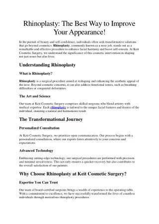 rhinoplasty the best way to improve your
