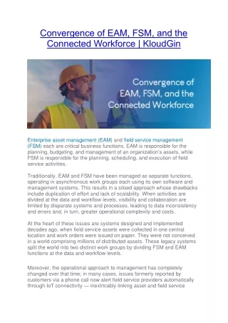 Convergence of EAM, FSM, and the Connected Workforce | KloudGin