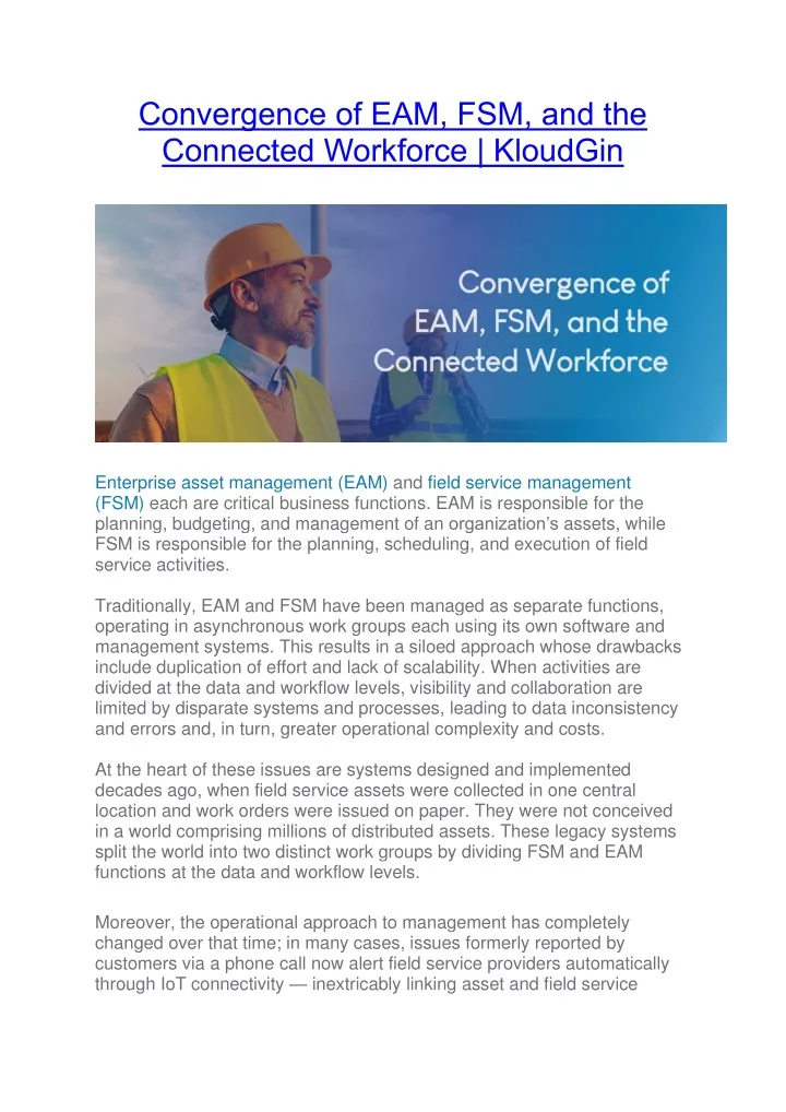 convergence of eam fsm and the connected