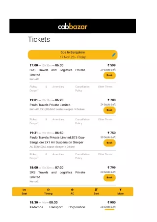 goa tickets