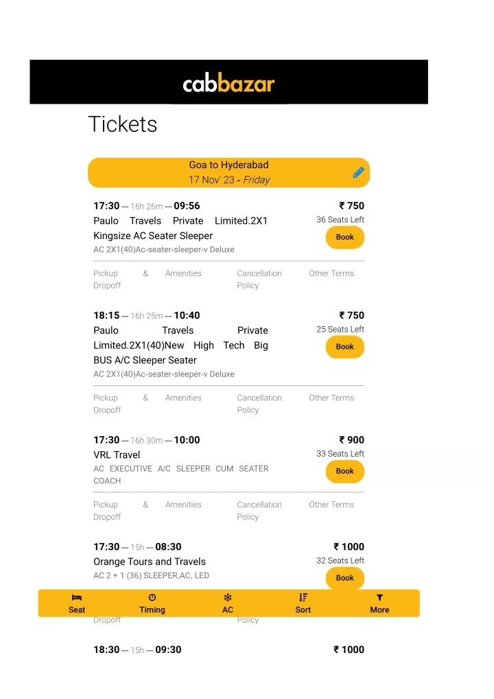 goa tickets