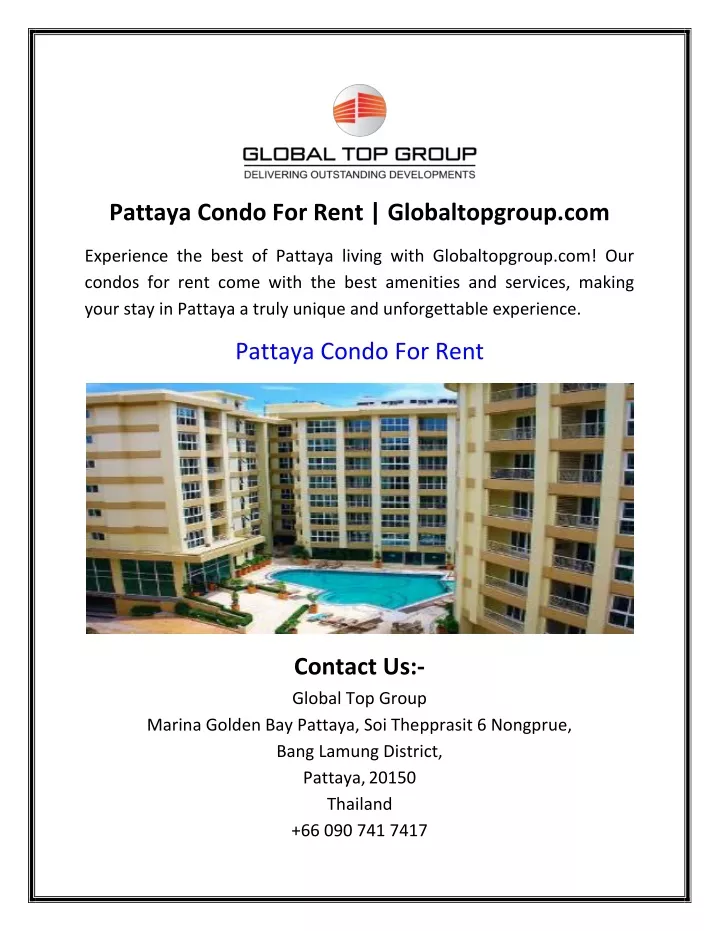 pattaya condo for rent globaltopgroup com