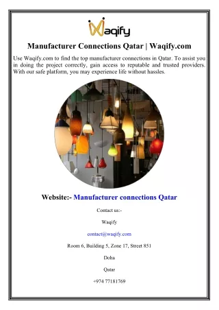 Manufacturer Connections Qatar  Waqify.com