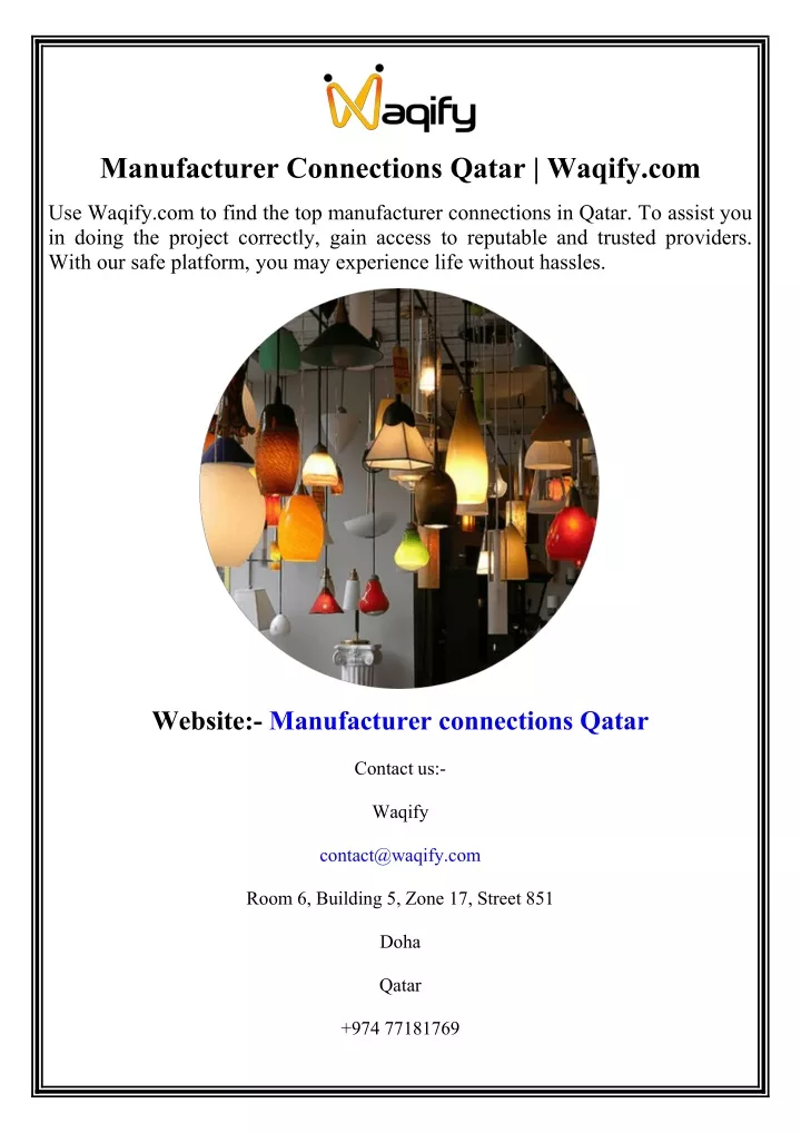 manufacturer connections qatar waqify com