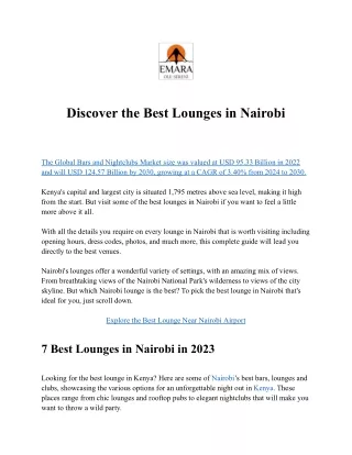 Discover the Best Lounges in Nairobi