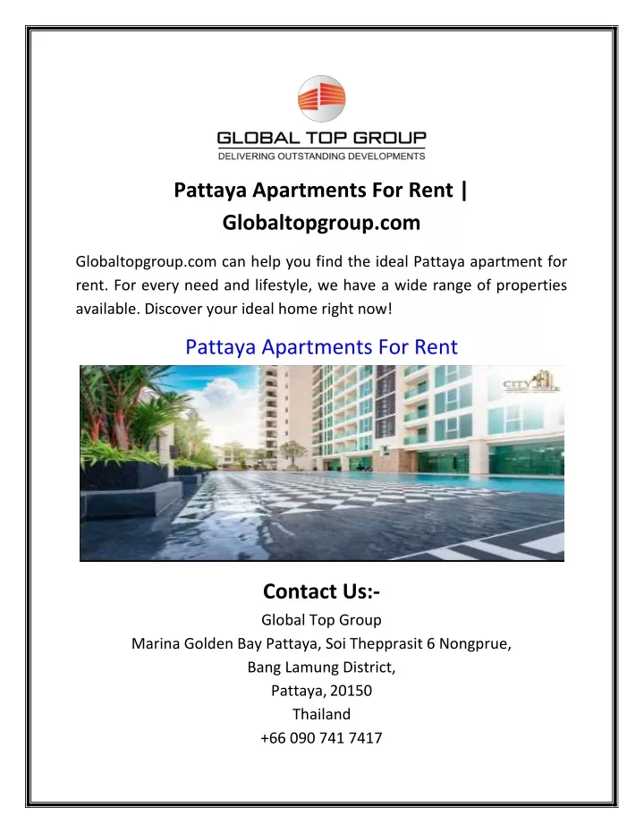 pattaya apartments for rent globaltopgroup com