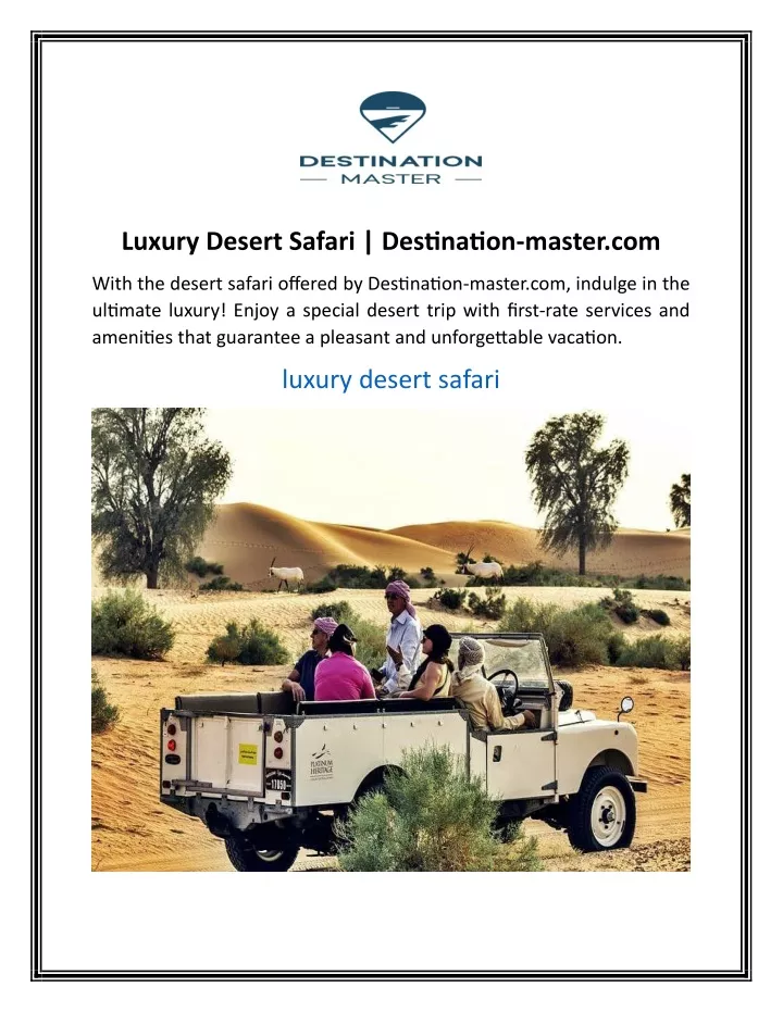 luxury desert safari destination master com