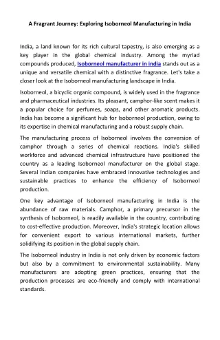 Isoborneol manufacturer in india