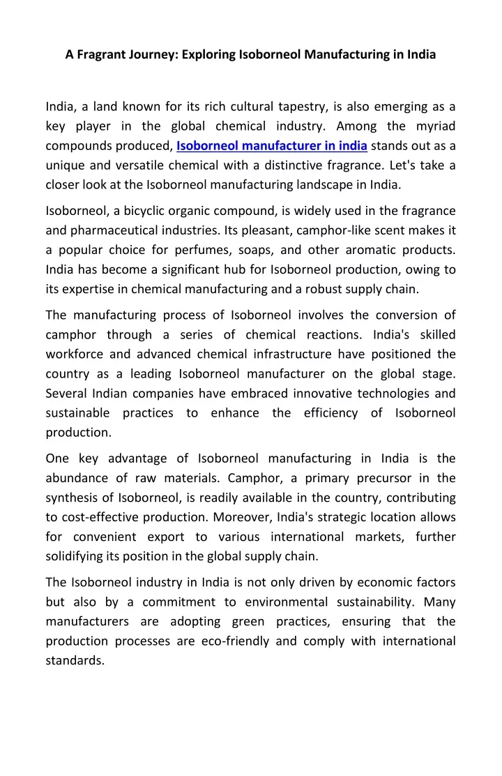 a fragrant journey exploring isoborneol