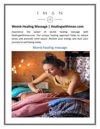 Womb Healing Massage  Healingwithiman