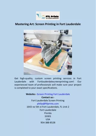 Mastering Art Screen Printing in Fort Lauderdale
