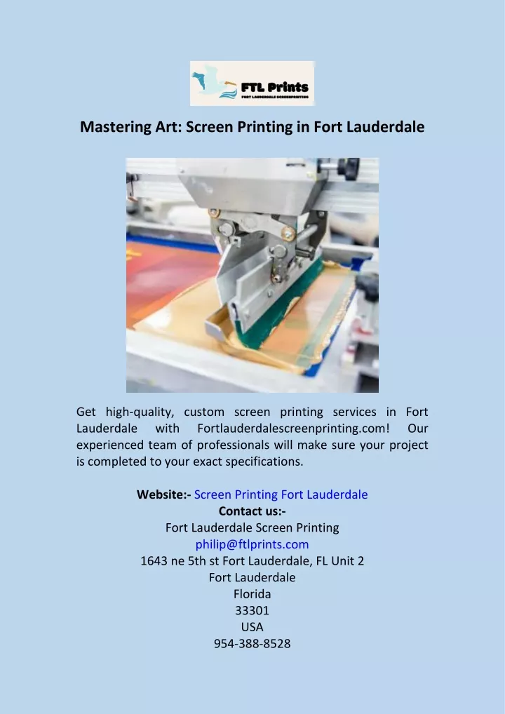 mastering art screen printing in fort lauderdale