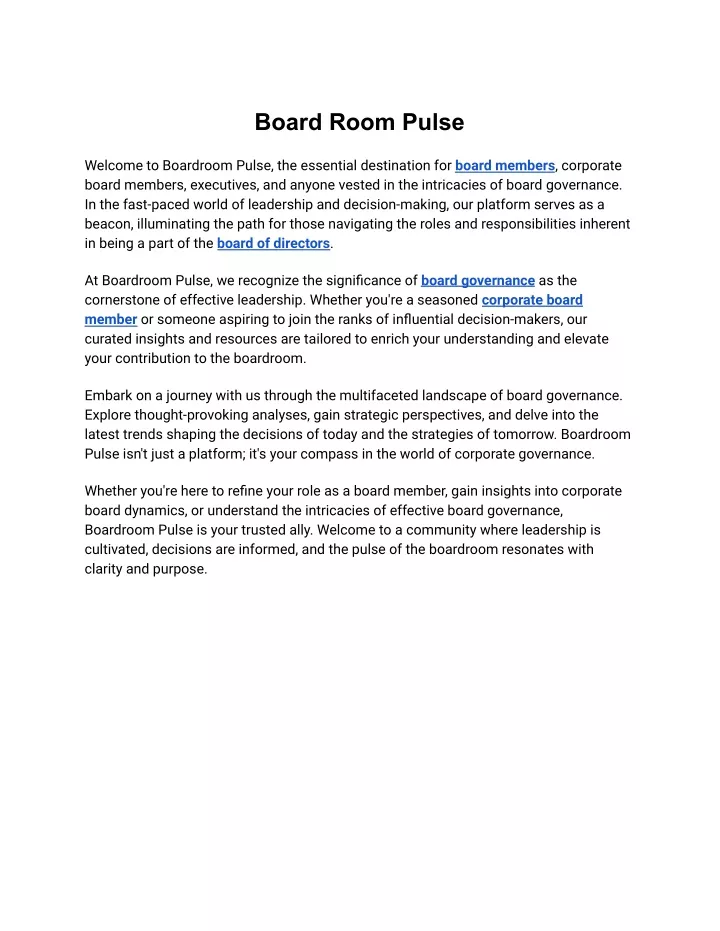 board room pulse