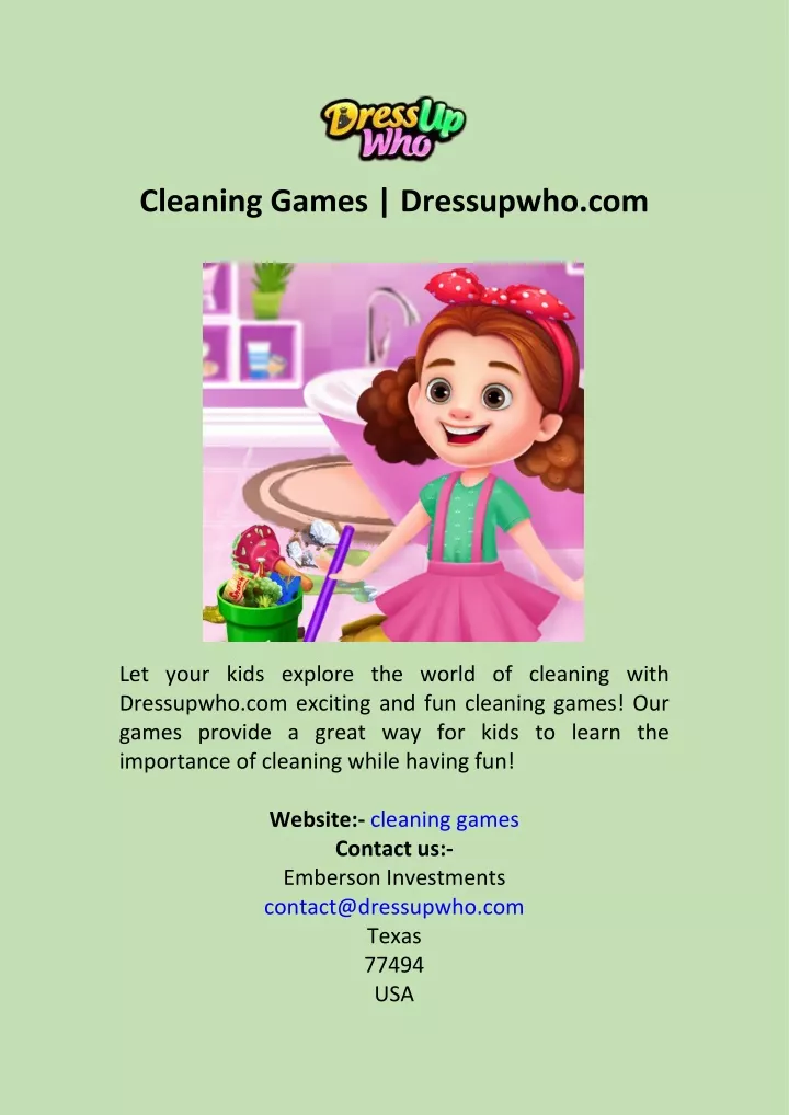 cleaning games dressupwho com
