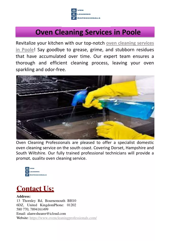 oven cleaning services in poole