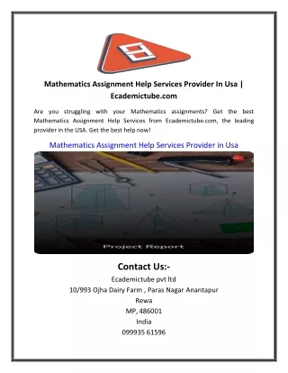 mathematics assignment help services provider