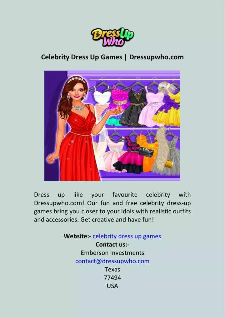 celebrity dress up games dressupwho com