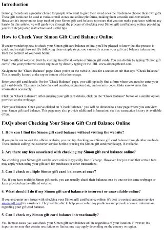 How to Check Your Simon Gift Card Balance Online