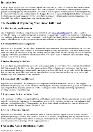 The Benefits of Registering Your Simon Gift Card