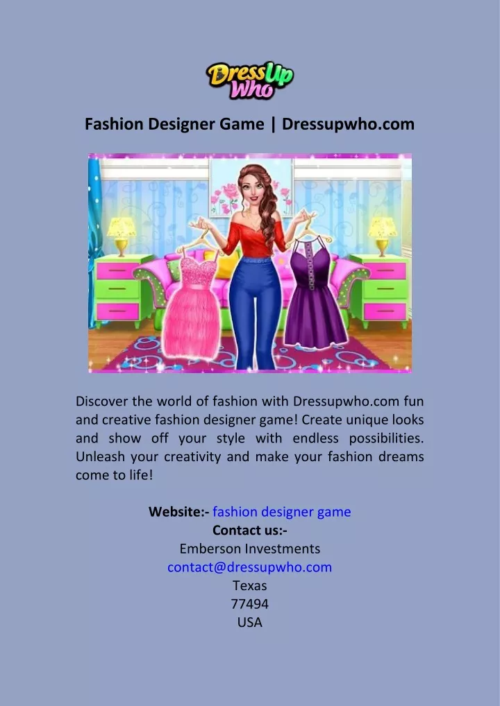 fashion designer game dressupwho com