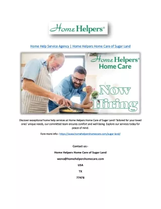 Home Help Service Agency | Home Helpers Home Care of Sugar Land