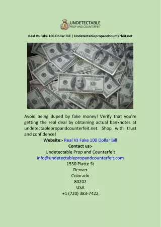 Real Vs Fake 100 Dollar Bill  Undetectablepropandcounterfeit.net