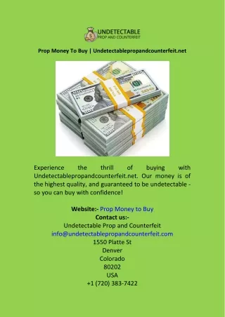 Prop Money To Buy  Undetectablepropandcounterfeit.net