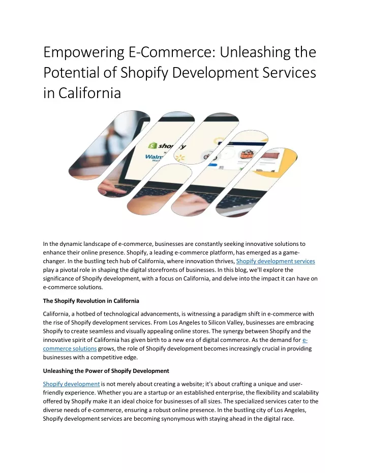 empowering e commerce unleashing the potential of shopify development services in california