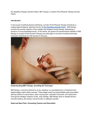 dry needling therapy grande prairie ims therapy