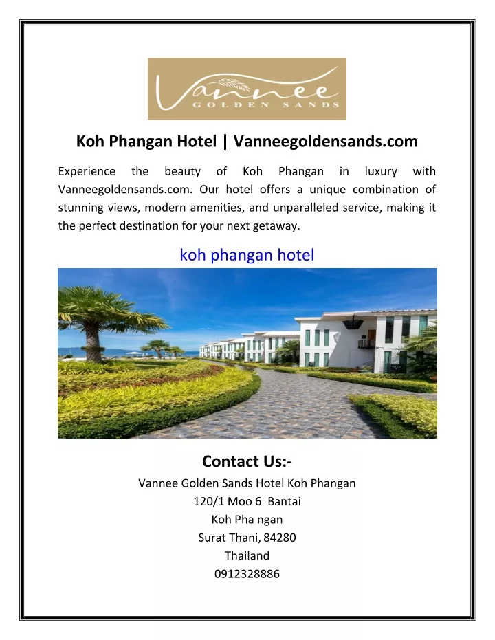 koh phangan hotel vanneegoldensands com