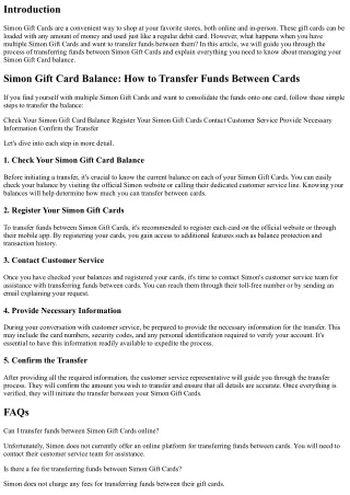 Simon Gift Card Balance: How to Transfer Funds Between Cards