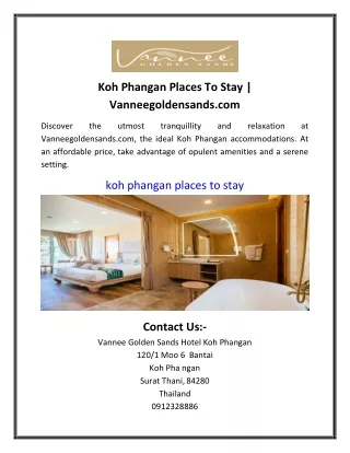 Koh Phangan Places To Stay | Vanneegoldensands.com