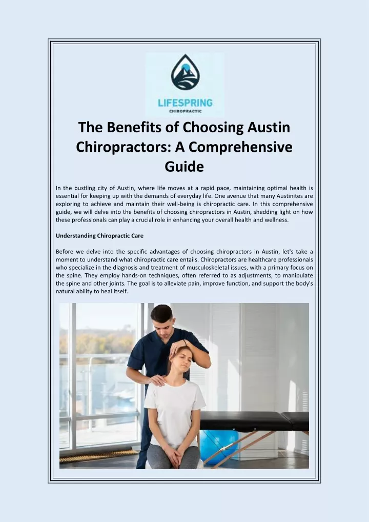 the benefits of choosing austin chiropractors