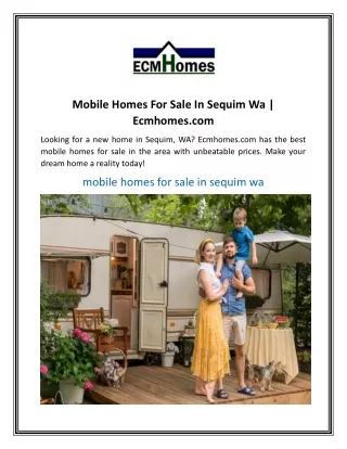 Mobile Homes For Sale In Sequim Wa  Ecmhomes