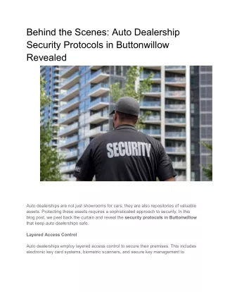 behind the scenes auto dealership security